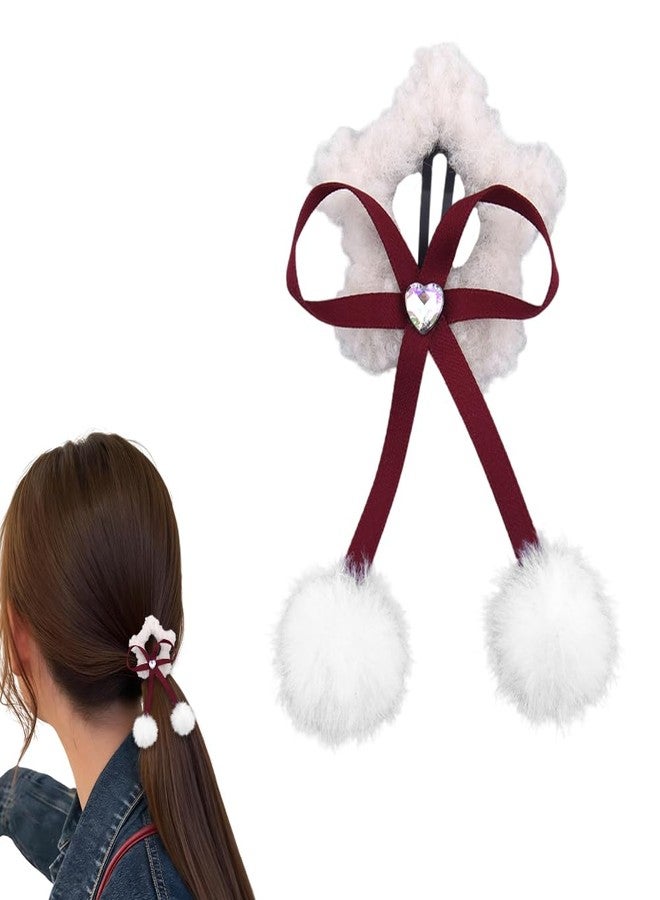 YangQian Star Bow Hair Clips Accessories Holiday Christmas Barrettes for Girls Womens Princess Hair Bows for Party Snap Hairclip Barrettes for Daily Use Fluffy Plush Side Clip Non Slip Dance Festival Hairclips - Image 1